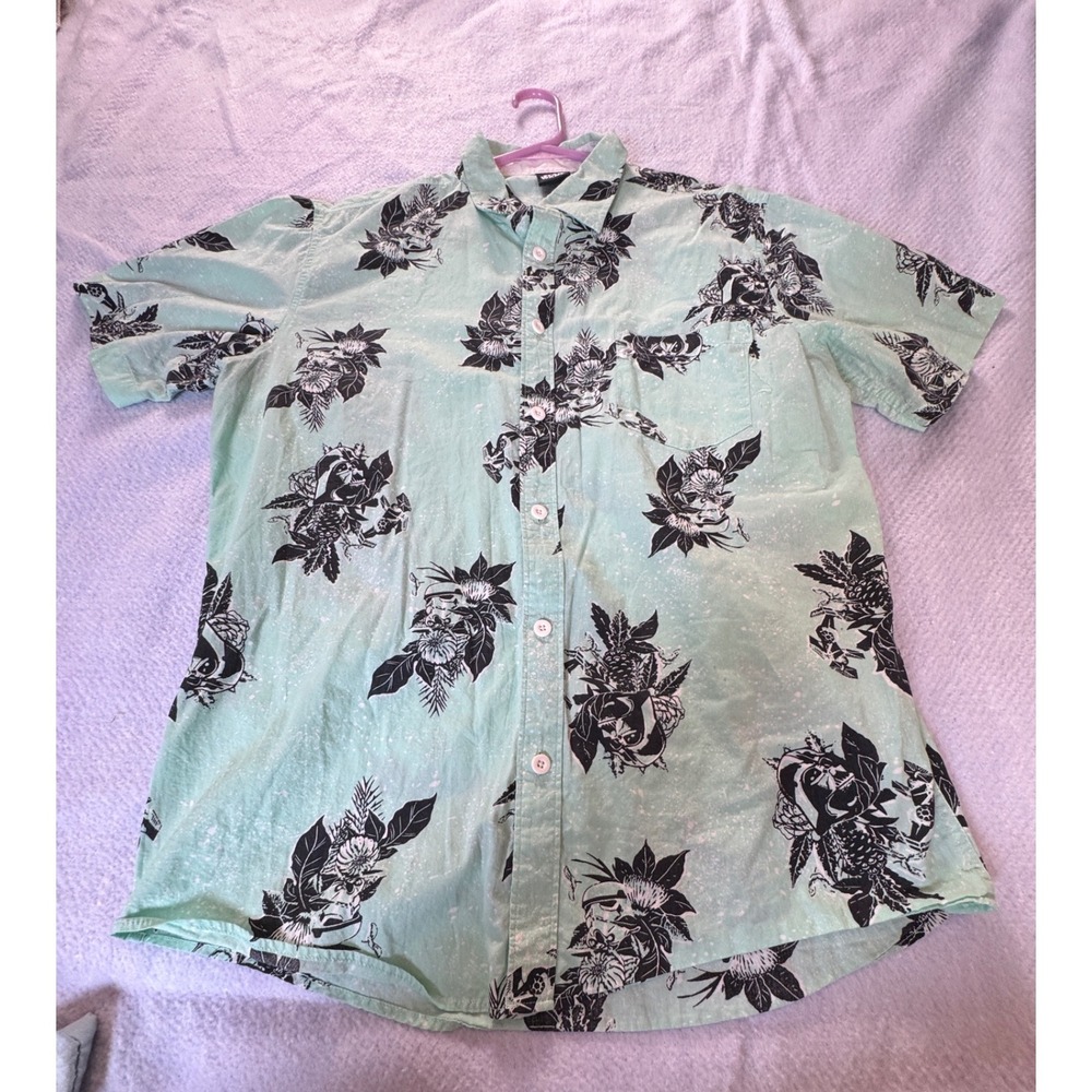 Star Wars Mens‎ Darth Vader Stormtrooper Floral Hawaiian Shirt Mint Green Large